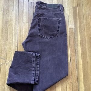 GANT JEANS Men's 34-33 Solid Brown Corduroy Casual Pants,100% Cotton,MINT